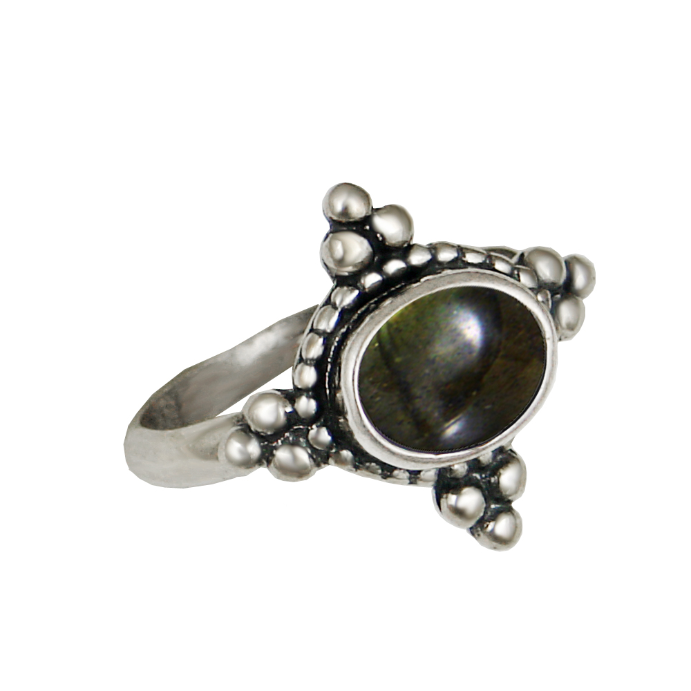 Sterling Silver Gemstone Ring With Spectrolite Size 5
